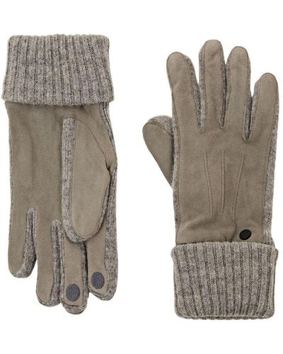 Esprit Gants en maille et daim - Gris