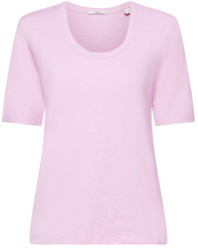 Esprit Katoenen T-shirt Met Boothals - Roze