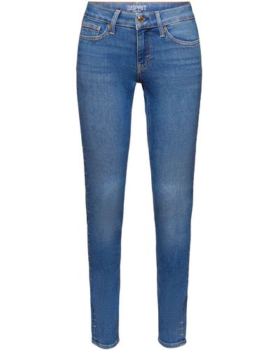 Esprit Mid Rise Skinny Jeans Met Versiering - Blauw