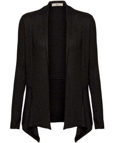Esprit Ribgebreid Vest Met Een Asymmetrische Zoom - Zwart