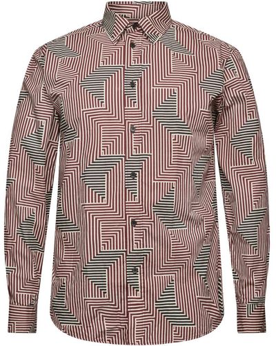 Esprit Regular Fit-overhemd Met Geometrische Print - Bruin