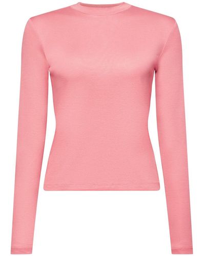 Esprit T-shirt à manches longues en jersey de coton - Rose
