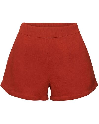 Esprit Pull-on-Shorts aus Crinkle-Baumwolle - Rot