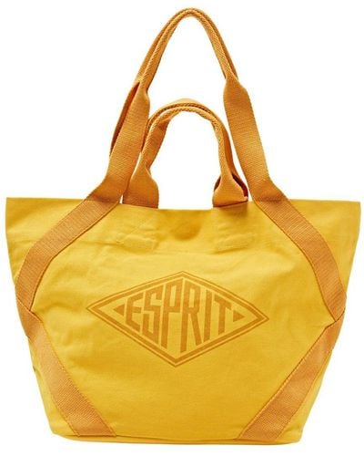 Esprit Tote Bag aus Baumwollcanvas mit Logo - Gelb