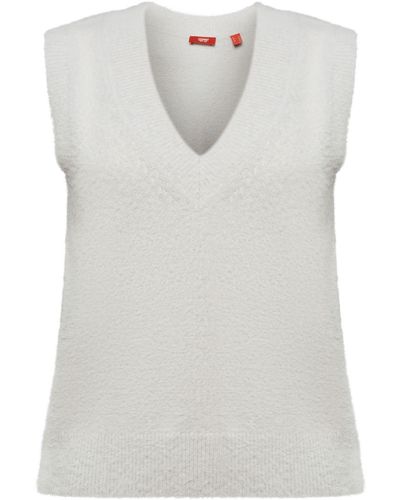 Esprit Pullunder aus Wollmix mit V-Ausschnitt - Weiß