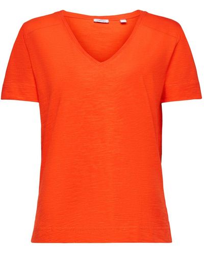 Esprit Jersey-T-Shirt mit V-Ausschnitt - Orange