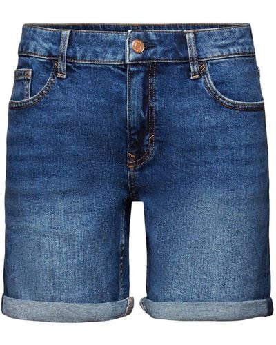 Esprit Short en jean à taille mi-haute rétro classique - Bleu