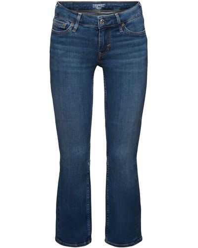 Esprit Bootcut Jeans in Cropped-Länge mit niedrigem Bund - Blau