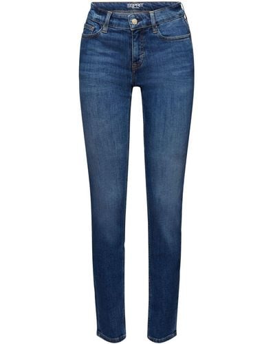 Esprit Slim-fit- Schmal geschnittene Jeans mit mittelhohem Bund - Blau