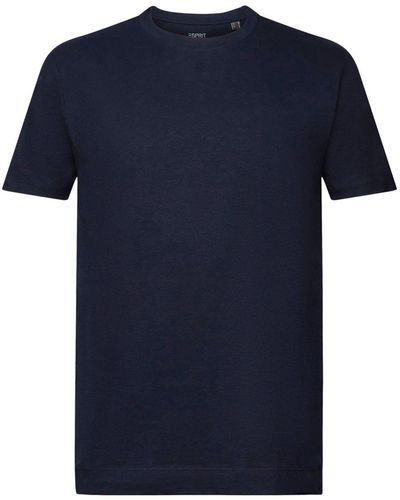 Esprit T-shirt Van Een Mix Van Katoen En Linnen - Blauw