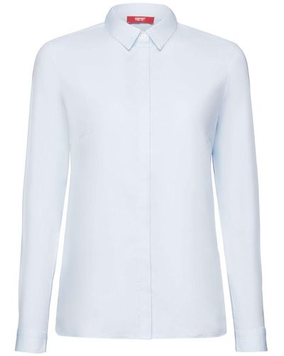 Esprit Shirt Met Lange Mouwen Van Popeline - Wit