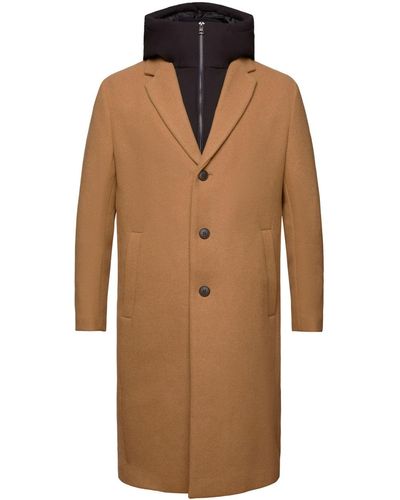Esprit Manteau à capuche amovible en laine mélangée - Marron