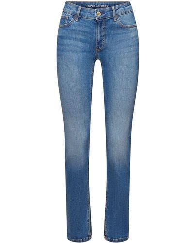 Esprit Schmal geschnittene Jeans mit mittelhohem Bund - Blau