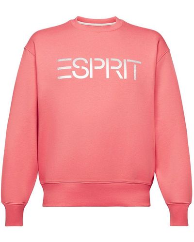 Esprit Sweatshirt Van Organic Cotton Met Ronde Hals En Logo - Roze