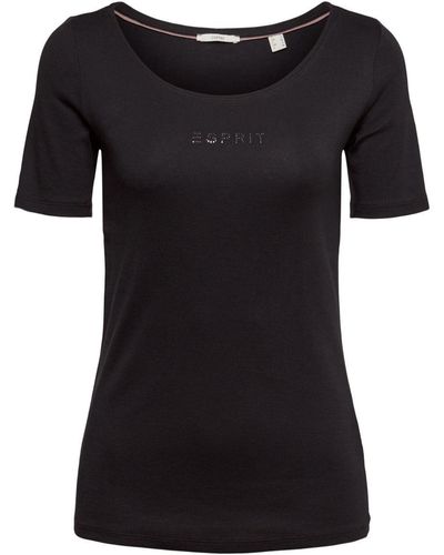 Esprit T-shirt Met Logo Van Glittersteentjes - Zwart