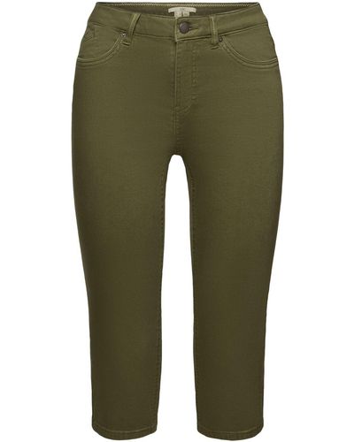 Esprit Pantalon corsaire en coton bio - Vert