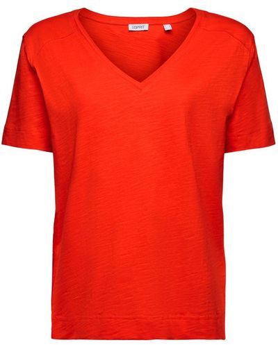 Esprit Jersey T-shirt Met V-hals - Rood
