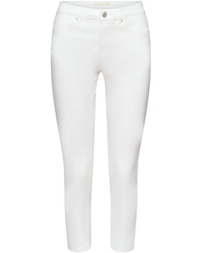 Esprit Pantalon stretch à taille mi-haute et jambes raccourcies - Blanc