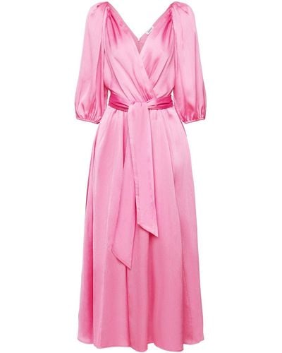 Esprit Satijnen Maxi-jurk Met V-hals - Roze