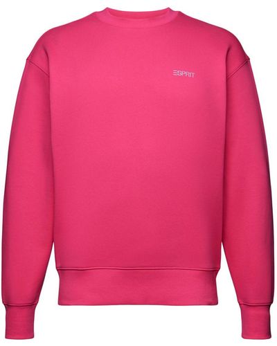 Esprit Uniseks Fleece Sweatshirt Met Logo - Roze