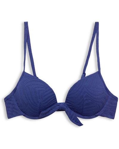 Esprit Lagoon beach bikini rembourré sans armatures de coupe plongeante - Bleu