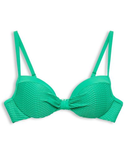 Esprit En matière recyclée : le haut de bikini texturé rembourré - Vert