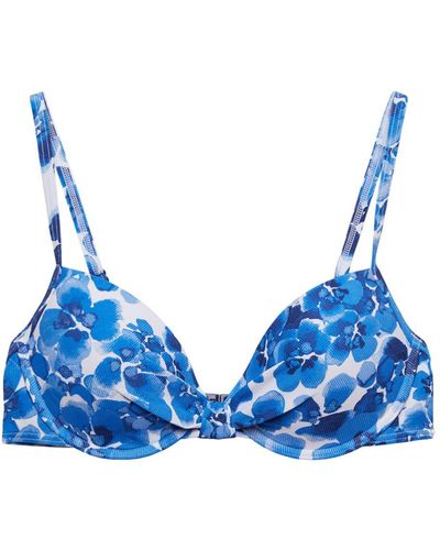 Esprit Recycelt: Wattiertes Bügel-Bikinitop - Blau