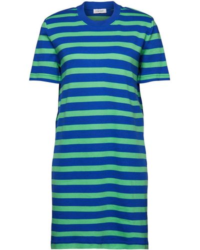 Esprit Minikleid Gestreiftes T-Shirt-Kleid mit Polstern - Blau