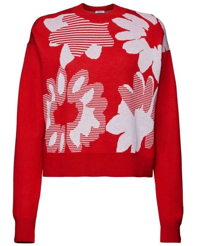Esprit Jacquard-Sweatshirt aus Baumwolle - Rot