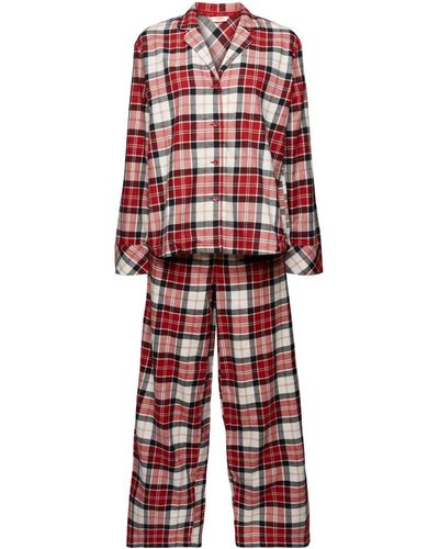 Esprit Ensemble de pyjama à carreaux en flanelle - Rouge