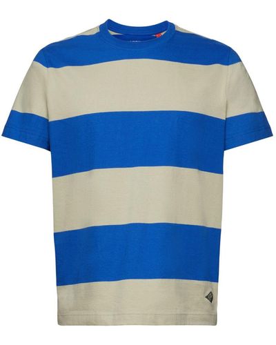 Esprit Gestreept T-shirt Met Logo - Blauw