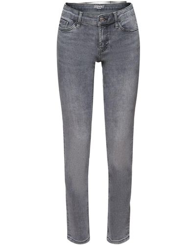 Esprit Slim Fit Jeans Met Middelhoge Taille - Grijs