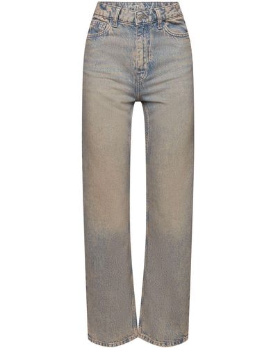 Esprit Straight Jeans Met Retrolook En Hoge Taille - Grijs