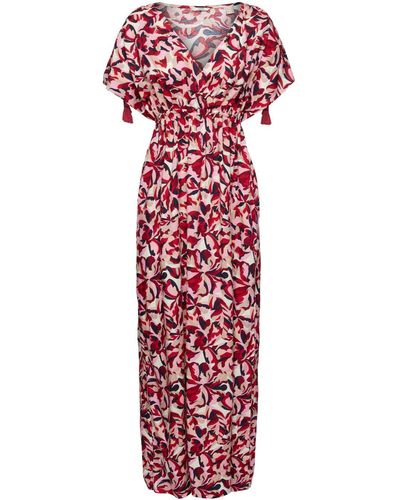 Esprit Longue robe de plage à motif floral - Rouge