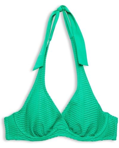 Esprit Gerecycled: Gestructureerde Bikinitop Met Beugels - Groen