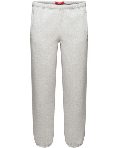 Esprit Pantalon de jogging en coton molletonné orné d'un logo - Gris