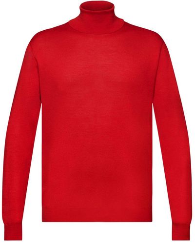 Esprit Trui Met Turtleneck Van Merinoswol - Rood