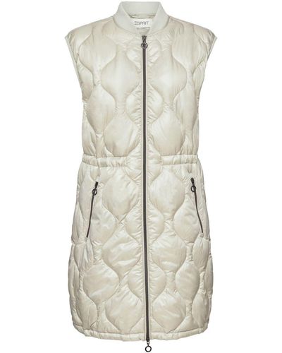 Esprit Long gilet matelassé - Blanc