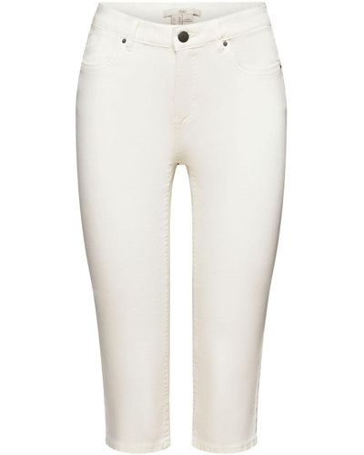 Esprit Pantalon corsaire en coton bio - Blanc