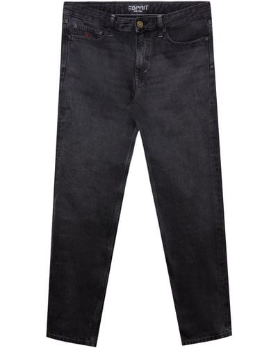 Esprit Jeans Met Middelhoge Taille En Rechte Pijpen - Blauw