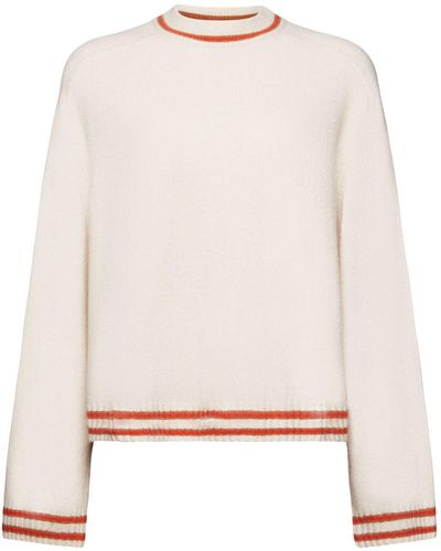 Esprit Pull-over rayé en laine mélangée - Blanc