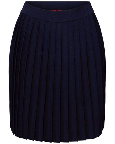 Esprit Mini-jupe en maille plissée - Bleu