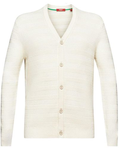 Esprit Baumwoll-Cardigan mit V-Ausschnitt - Weiß