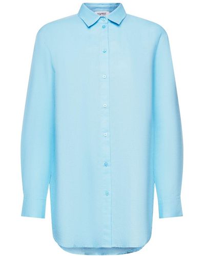 Esprit Overhemd Van Linnen Van Katoen - Blauw