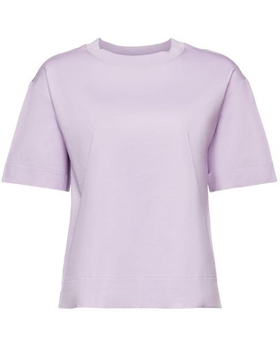 Esprit T-Shirt aus Pima-Baumwolle mit Rundhalsausschnitt (1-tlg) - Lila