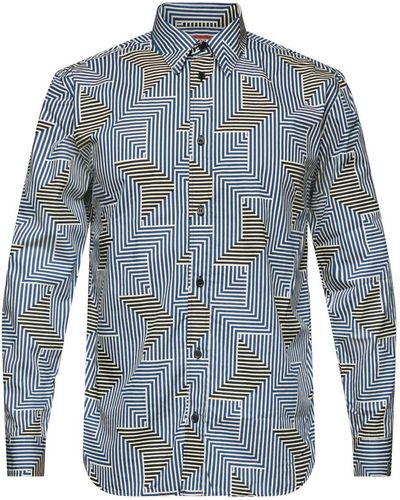 Esprit Regular Fit-overhemd Met Geometrische Print - Blauw