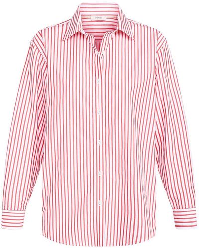 Esprit Gestreiftes Hemd aus Baumwoll-Popeline - Pink