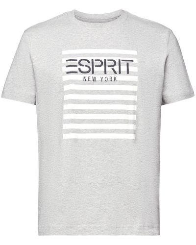 Esprit T-shirt Met Ronde Hals En Logo - Grijs