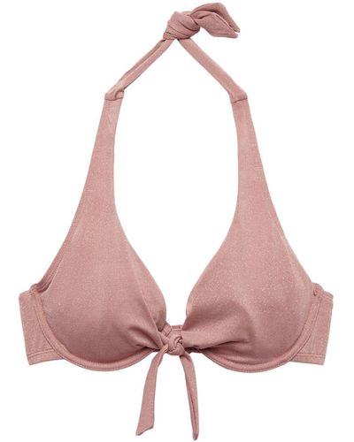 Esprit Gerecycled: Glinsterende Bikinitop Met Haltermodel En Beugels - Roze