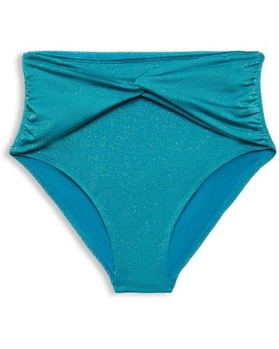 Esprit Glinsterend Bikinibroekje Met Hoge Taille - Blauw